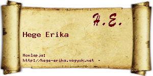 Hege Erika névjegykártya